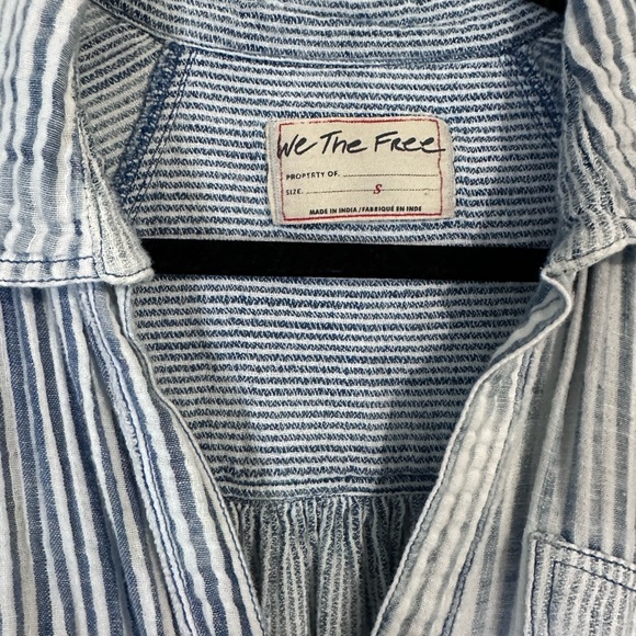 We The Free Blue Striped Button Down Shirt - Picture 3 of 4
